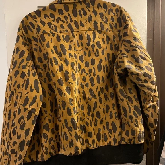 supreme x schott nyc suede leopard print jacket